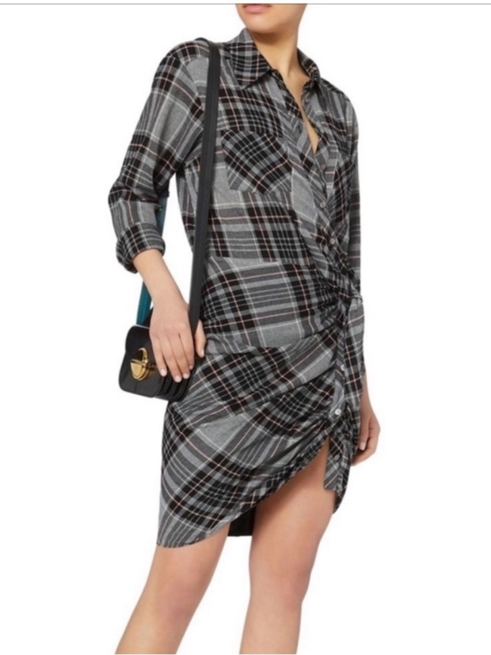 Veronica Beard Sierra Plaid Tie-Front Mini Shirtdress Size 6 – Grunge Chic